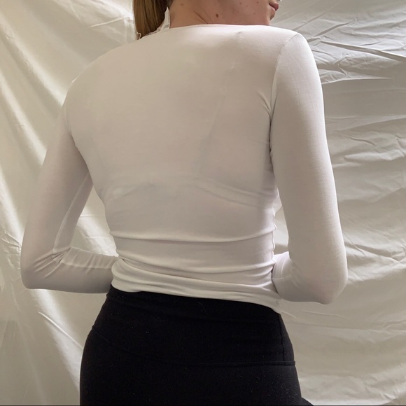 White American Apparel V Neck Long Sleeve - Picture 3 of 7